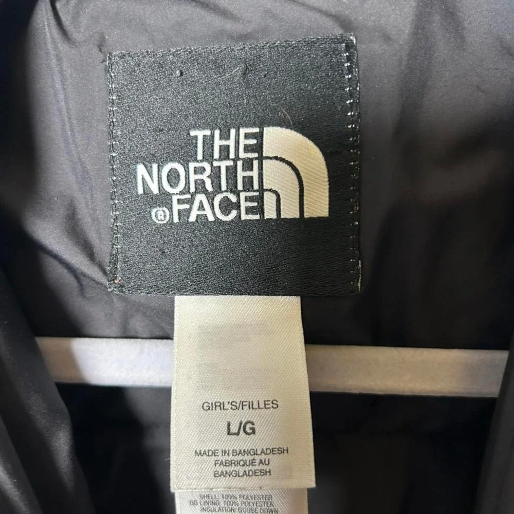North Face Girls Sz‎ L Black Down Puffer Vest 600 Fill